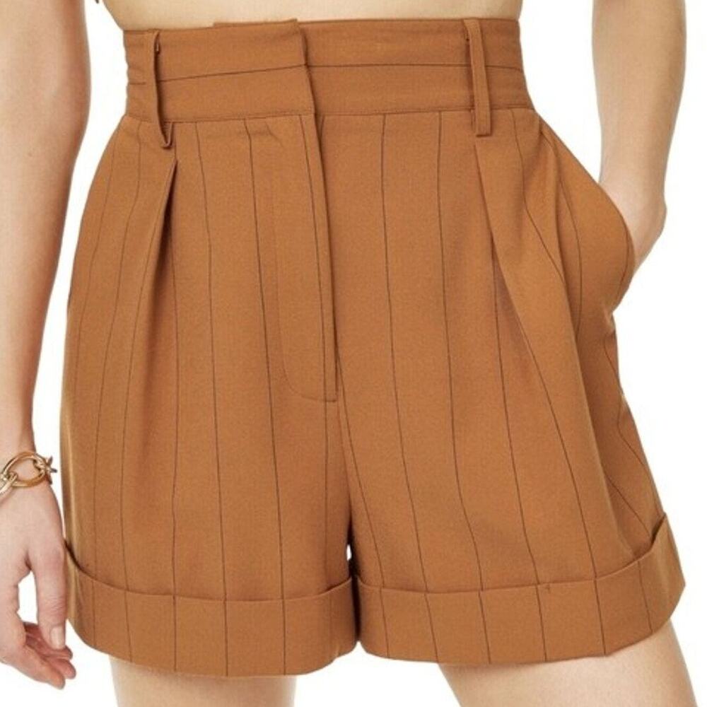 Daielle Berstein Honey Ginger Pinstriped Pocket Shorts, US8